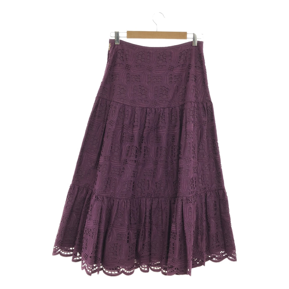 [Beautiful Condition] Drawer | Cotton Embroidered Gathered Skirt / Fully Lined | Size 38 | Purple | Women's