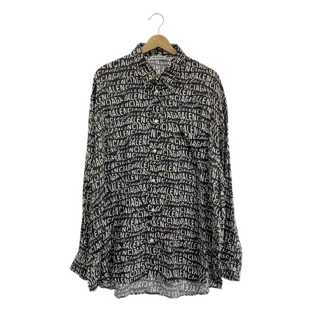 BALENCIAGA / バレンシアガ | ツイストレターロゴ 総柄 オーバーサイズ シャツ | 36 | レディース