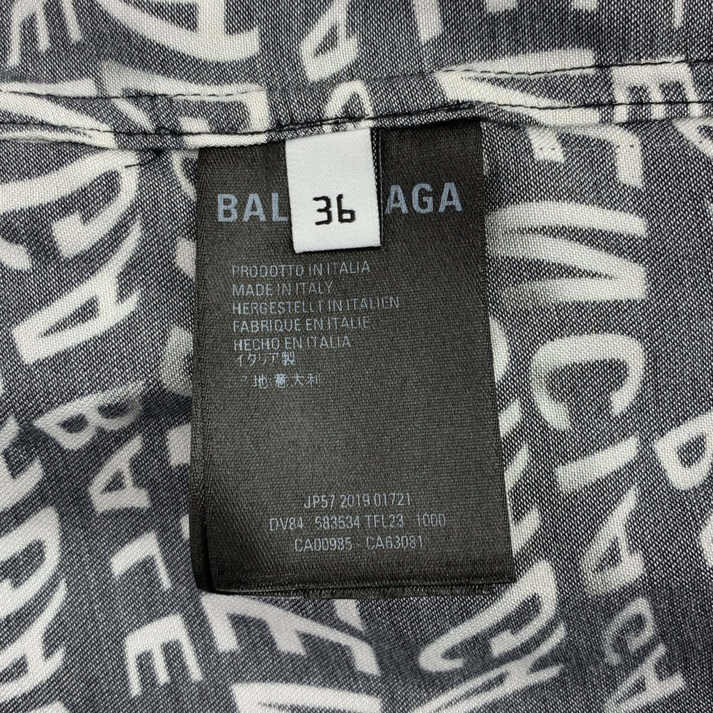 BALENCIAGA / バレンシアガ | ツイストレターロゴ 総柄 オーバーサイズ シャツ | 36 | レディース