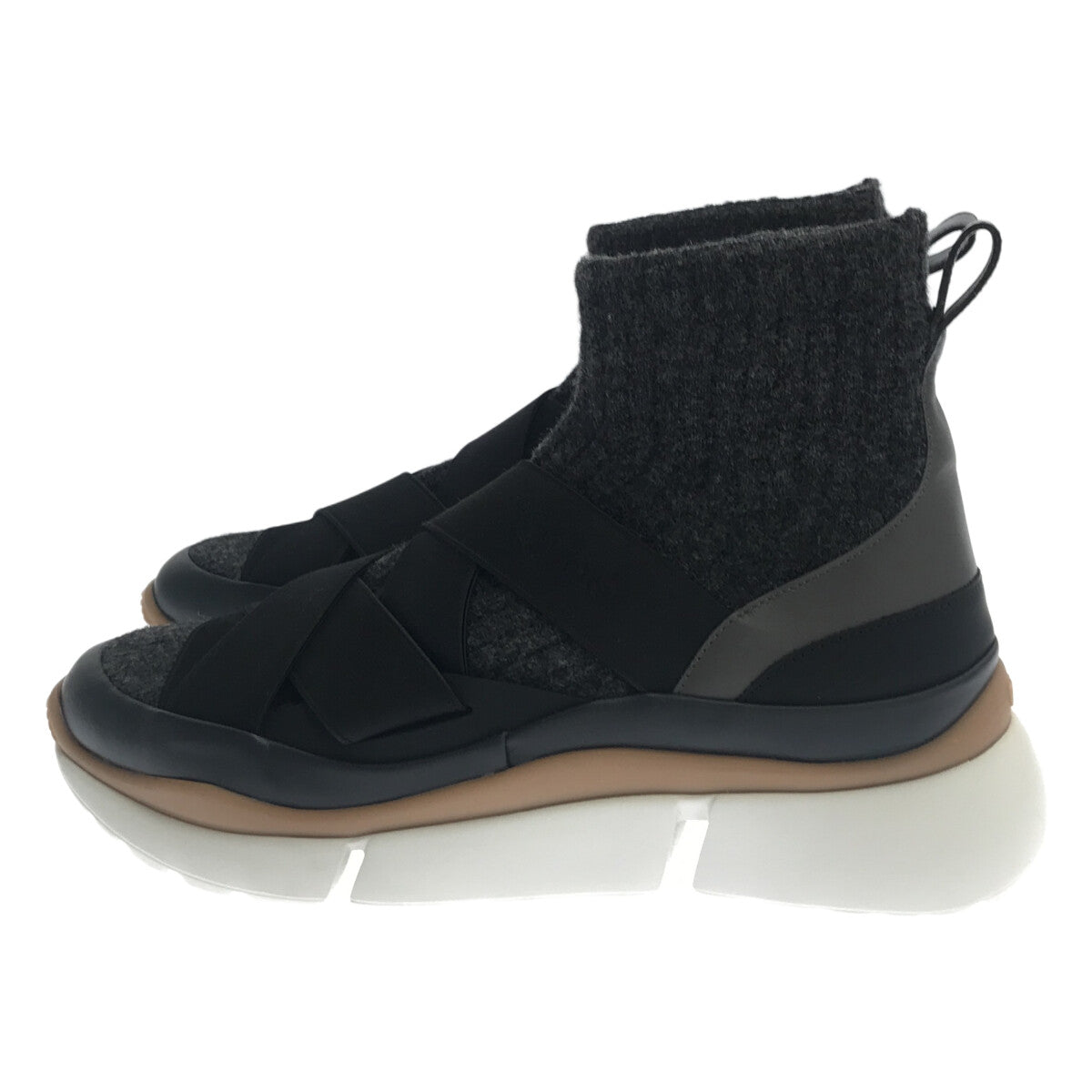 [狀況良好] Chloe |交叉帶針織靴 |尺寸 38 |灰色 |女性的