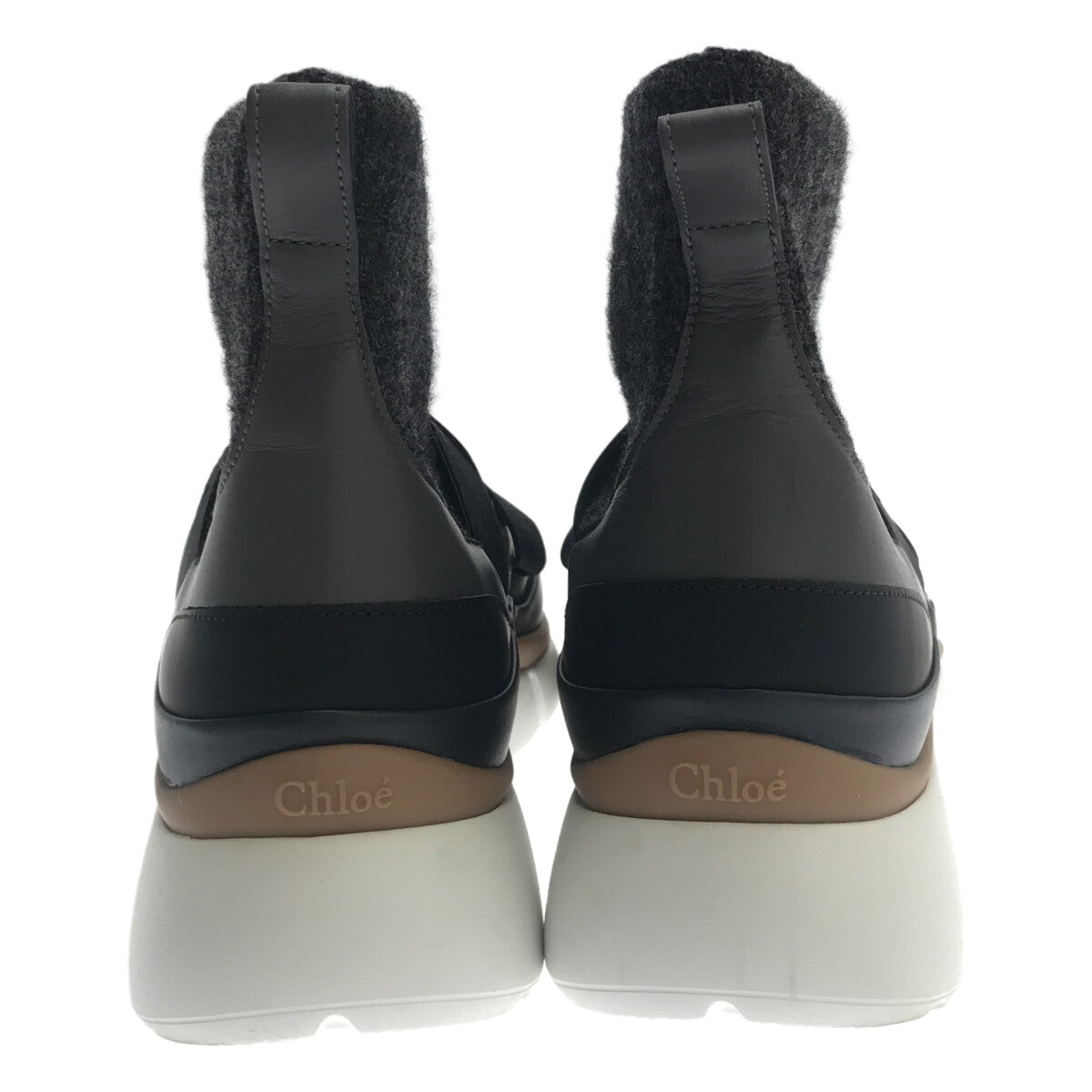 【美品】  Chloe / クロエ | クロスストラップ ニット ブーツ | 38 | グレー | レディース