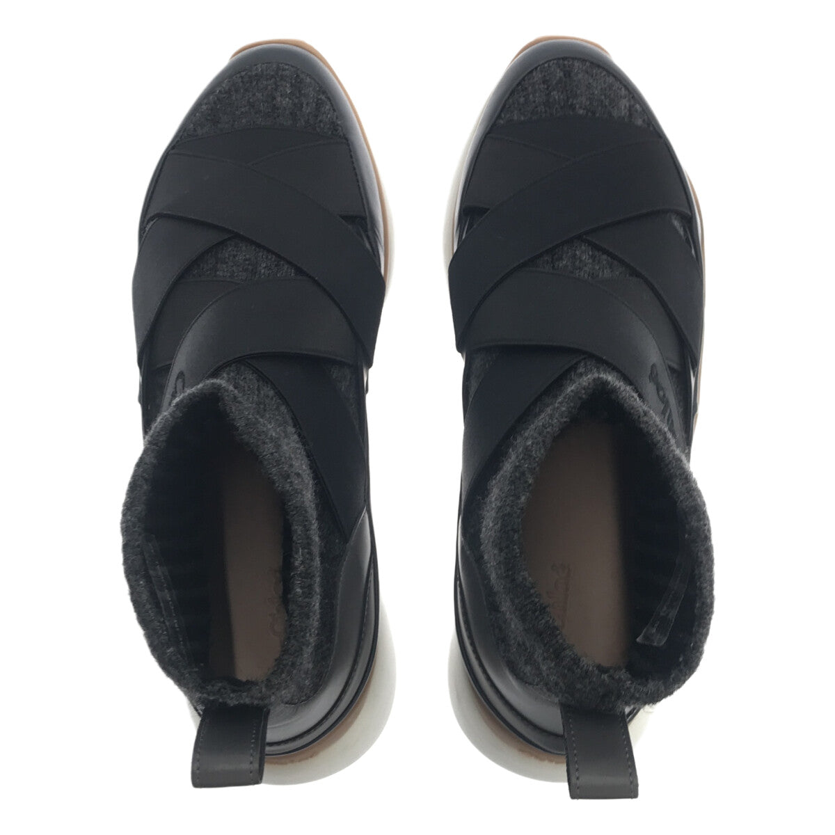 [狀況良好] Chloe |交叉帶針織靴 |尺寸 38 |灰色 |女性的