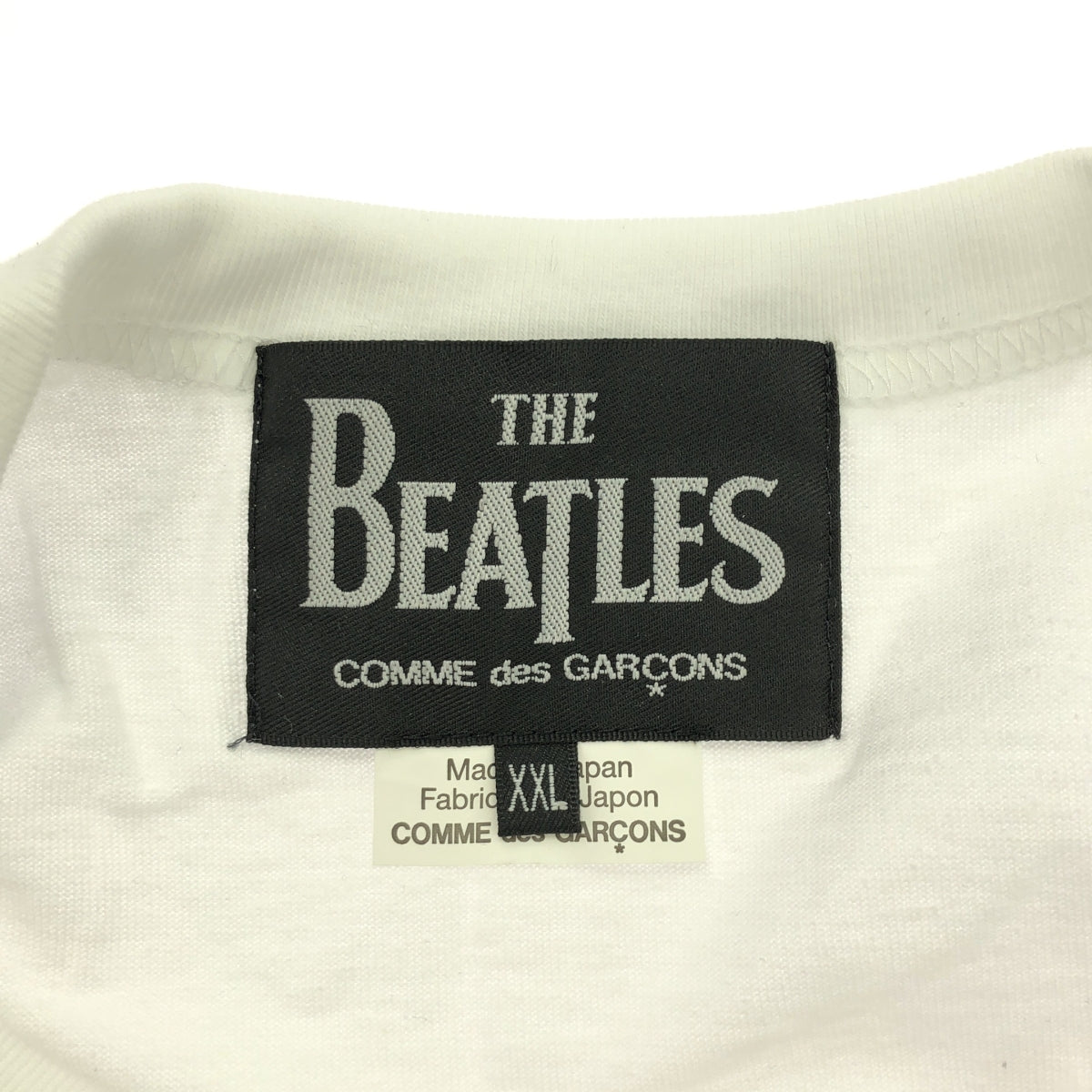 【미품】 COMME des GARCONS / 콤데 갤슨 | × The Beatles / 더 비틀즈 프린트 T 셔츠 컷소우 | XXL | 화이트 | 남성