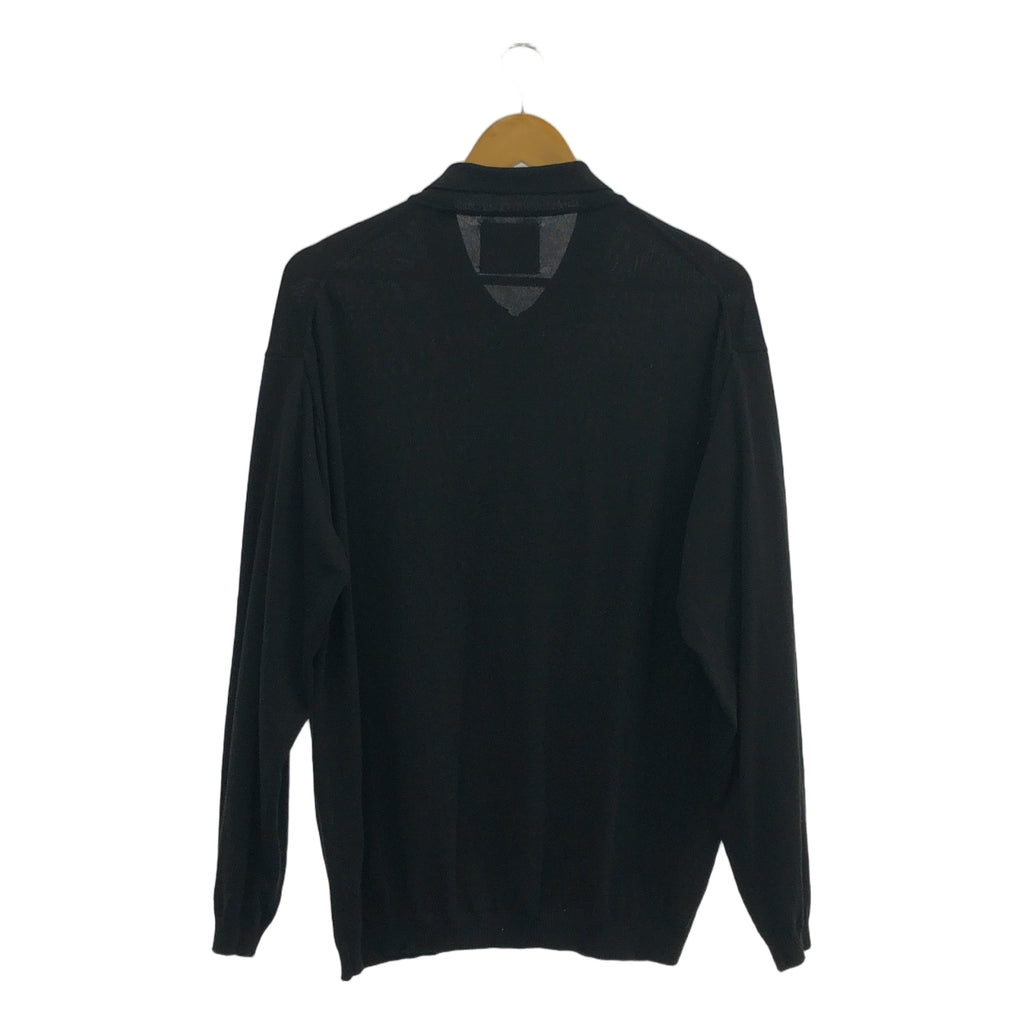 ROBERTO COLLINA / ロベルトコリーナ | ハーフジップ 長袖 コットンニット | M | ブラック | メンズ