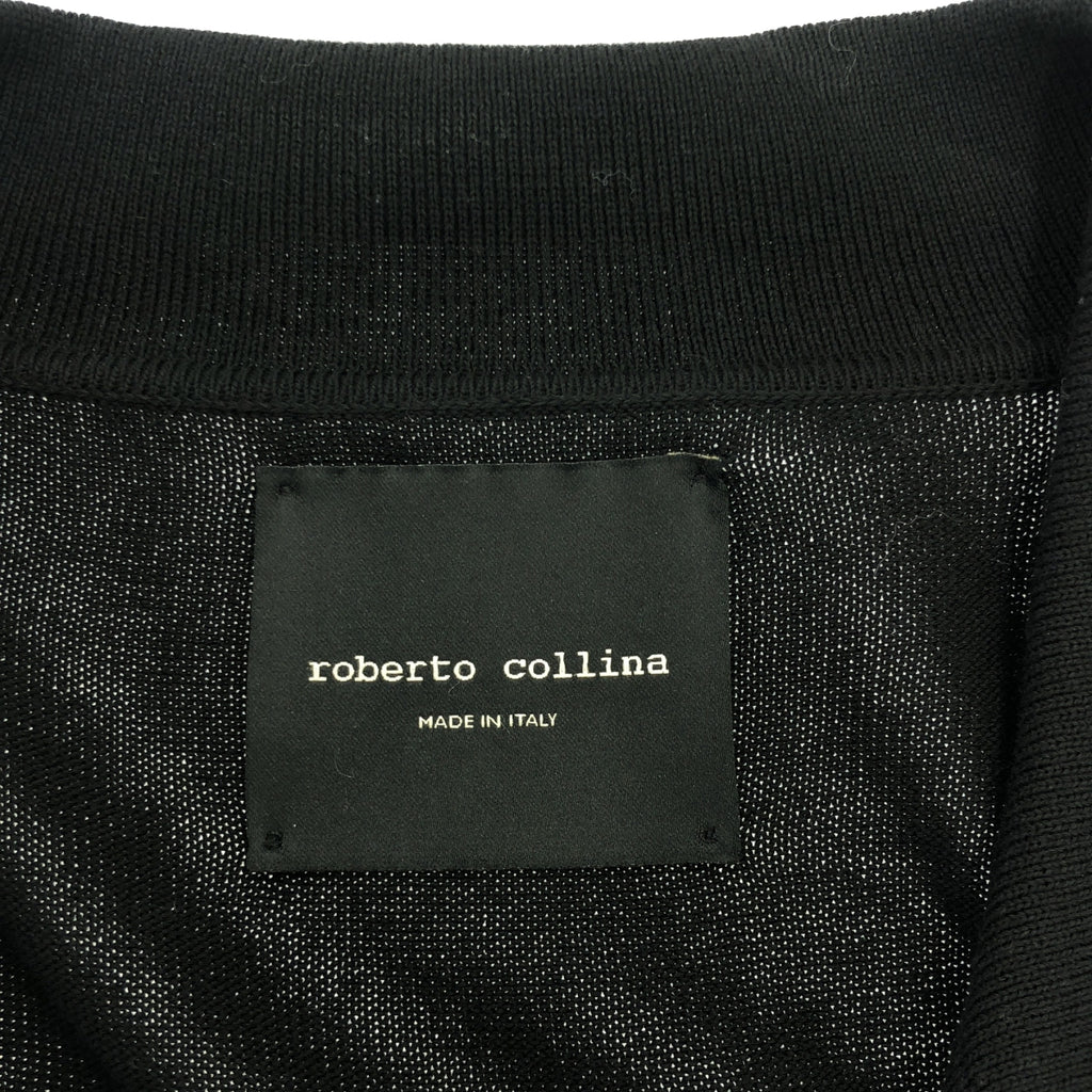 ROBERTO COLLINA / ロベルトコリーナ | ハーフジップ 長袖 コットンニット | M | ブラック | メンズ