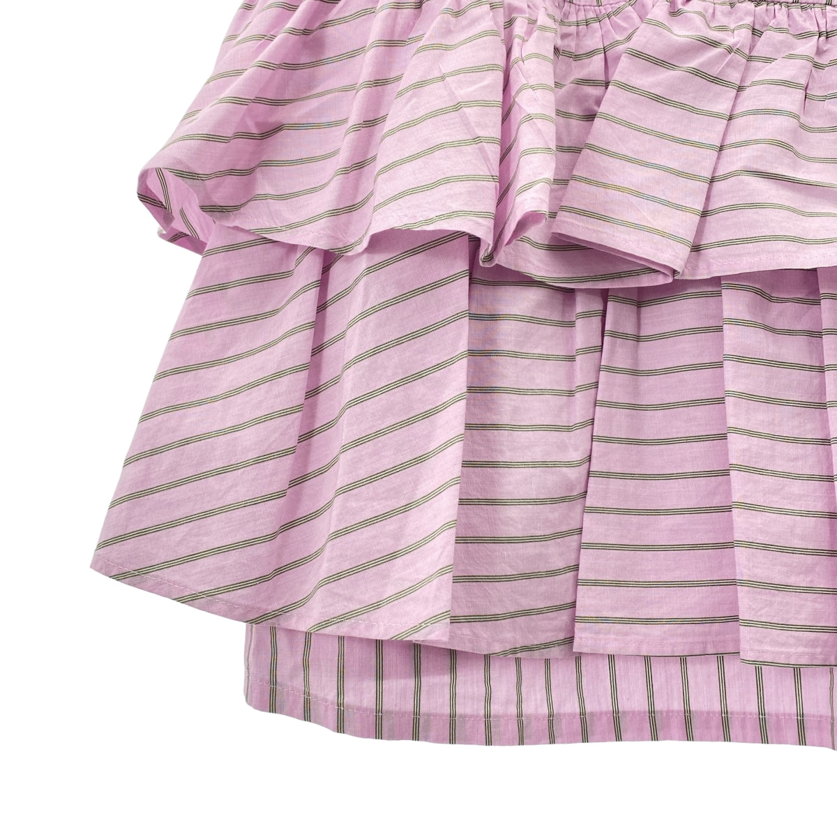 TSURU by Mariko Oikawa | 荷葉邊條紋V領套頭衫 | F碼 | 女款