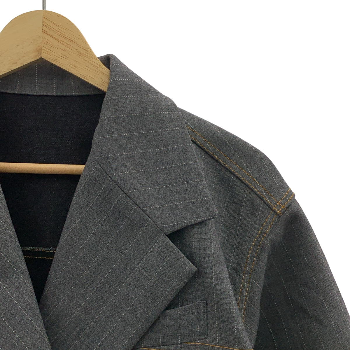 sacai | 2024SS | 粉筆條紋黏合夾克，雙面條紋牛仔夾克 | 尺寸 2 | 男款