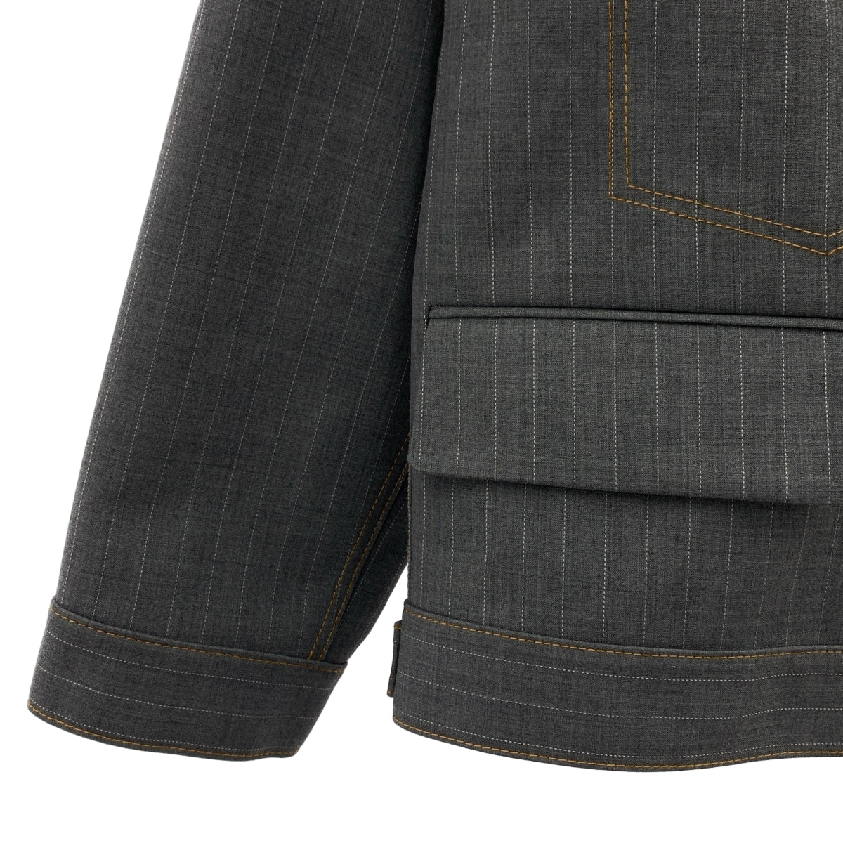 sacai | 2024SS | 粉筆條紋黏合夾克，雙面條紋牛仔夾克 | 尺寸 2 | 男款