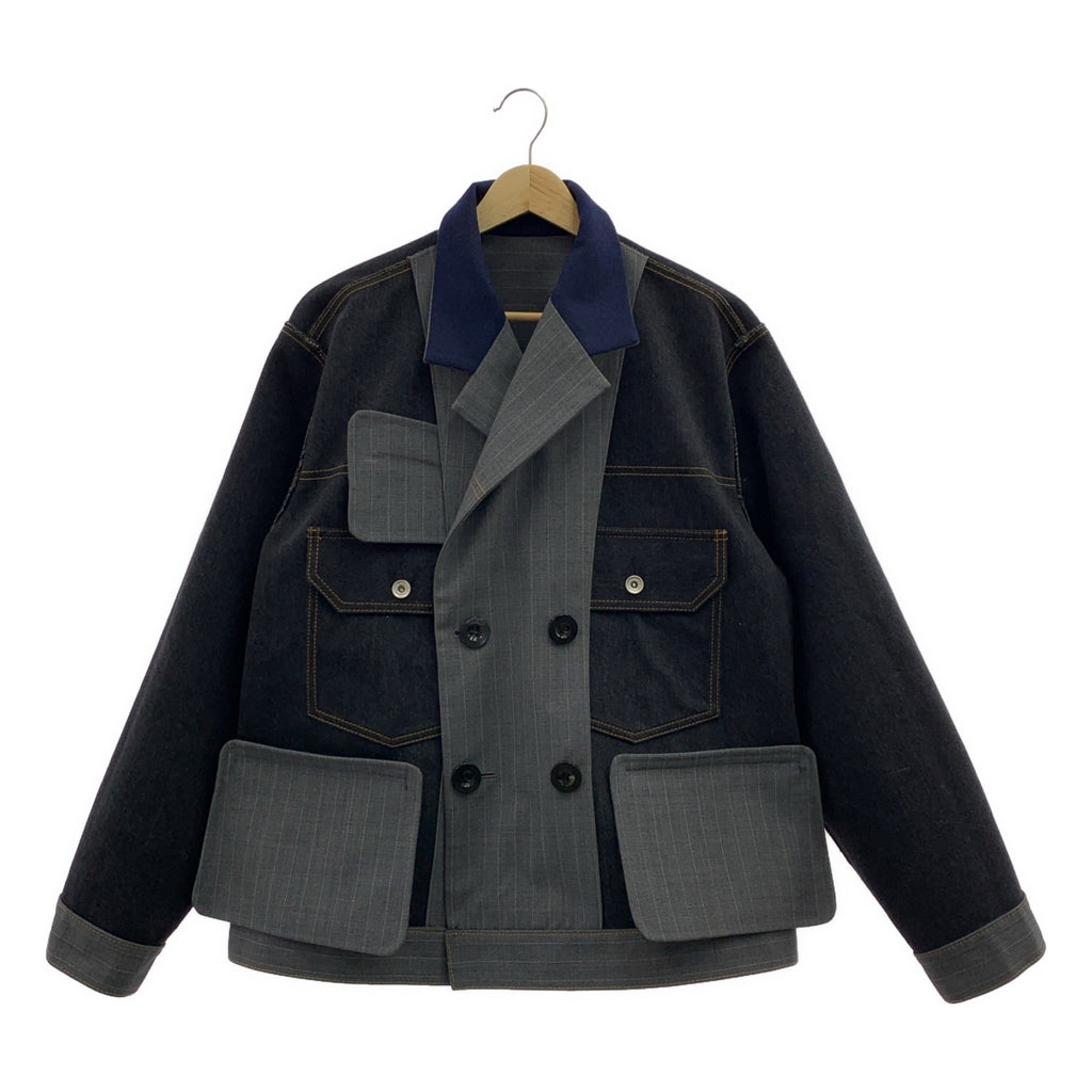 sacai | 2024SS | 粉筆條紋黏合夾克，雙面條紋牛仔夾克 | 尺寸 2 | 男款