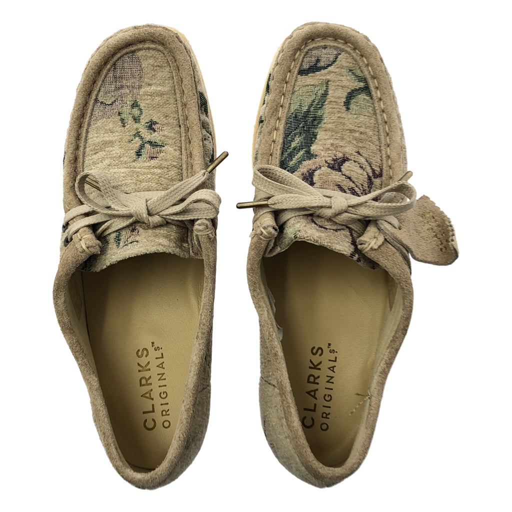 [新款] Clarks | 2023 春夏 | Wallabee 灰色花卉提花鞋 | 24 碼 | 米色 | 女款