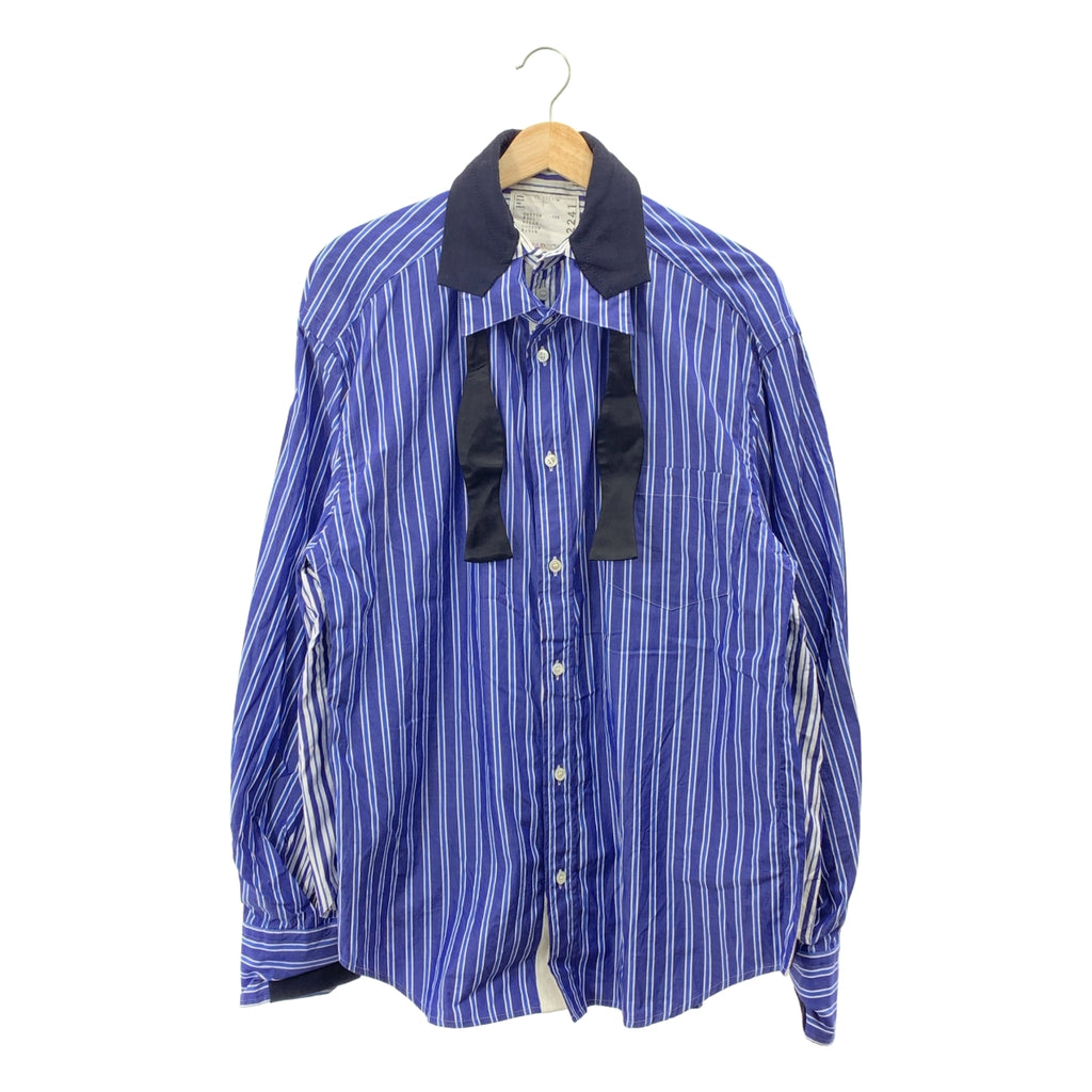 sacai / 사카이 | Poplin Shirt 레이어드 포플린 스트라이프 셔츠 | 1 | 남성