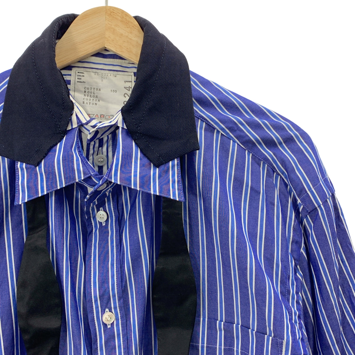 sacai / 사카이 | Poplin Shirt 레이어드 포플린 스트라이프 셔츠 | 1 | 남성