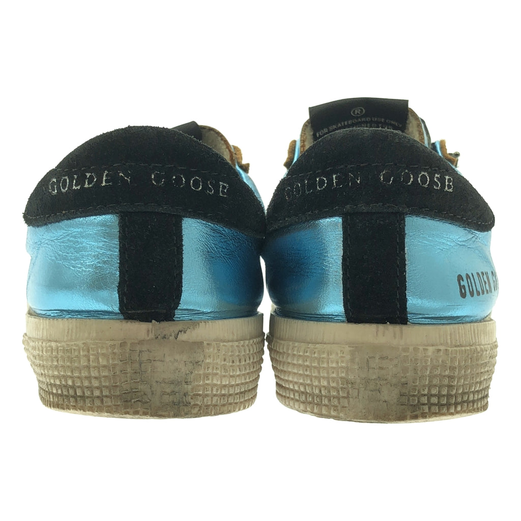 金鵝 (GOLDEN GOOSE) | 五月復古金屬色皮革運動鞋 | 36碼 | 藍色 | 女款