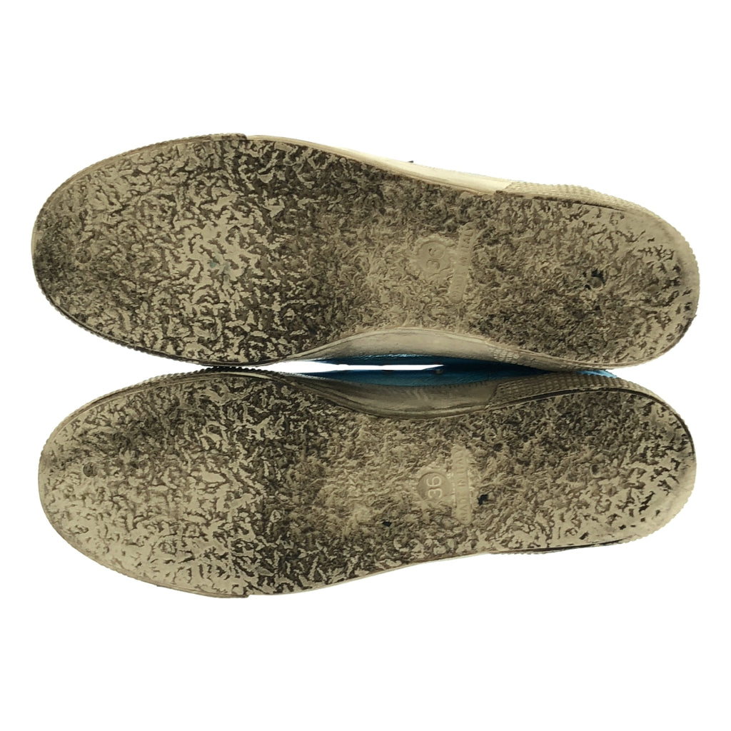 金鵝 (GOLDEN GOOSE) | 五月復古金屬色皮革運動鞋 | 36碼 | 藍色 | 女款