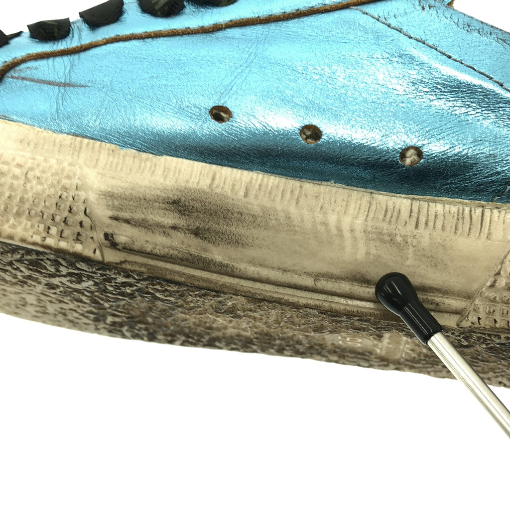 金鵝 (GOLDEN GOOSE) | 五月復古金屬色皮革運動鞋 | 36碼 | 藍色 | 女款