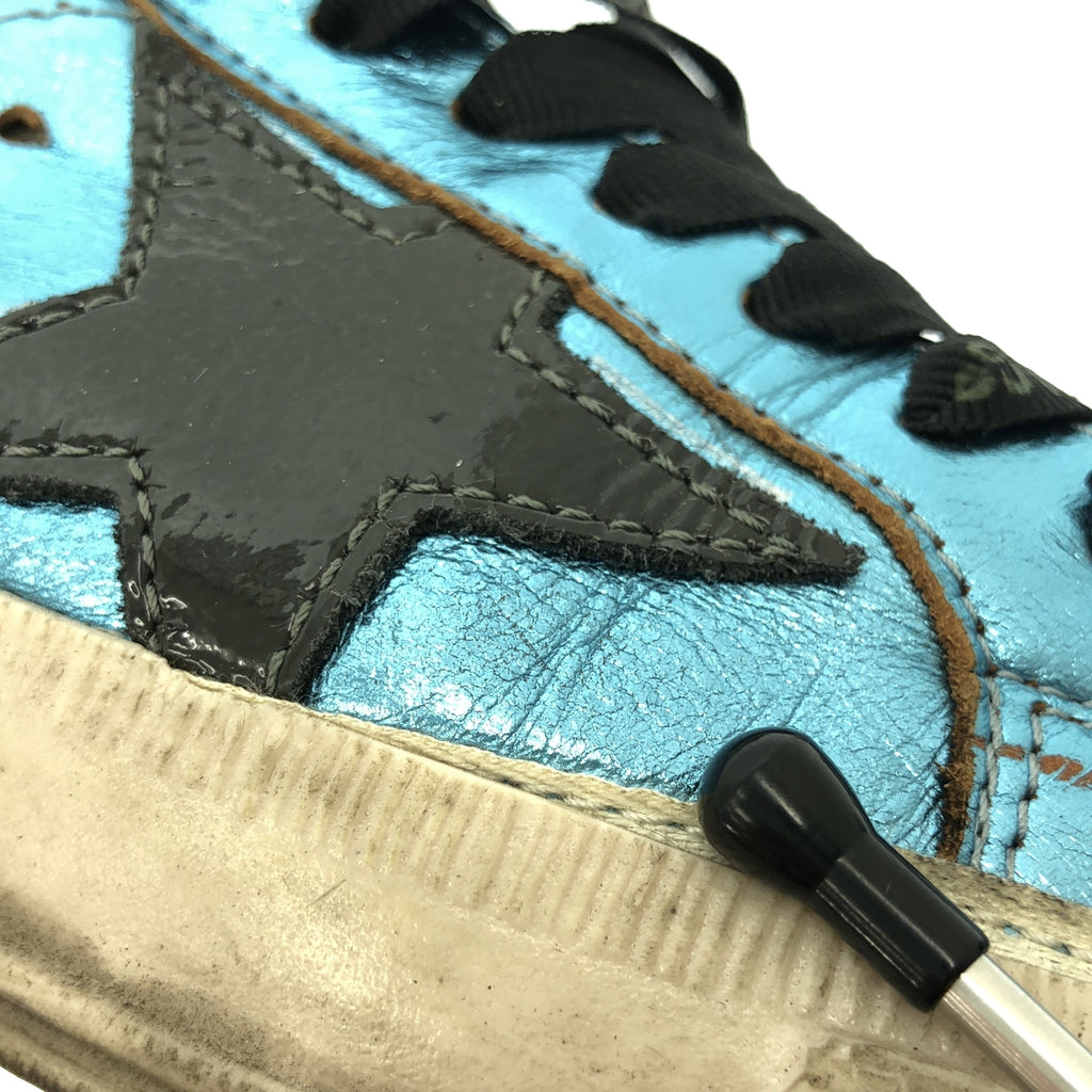 金鵝 (GOLDEN GOOSE) | 五月復古金屬色皮革運動鞋 | 36碼 | 藍色 | 女款