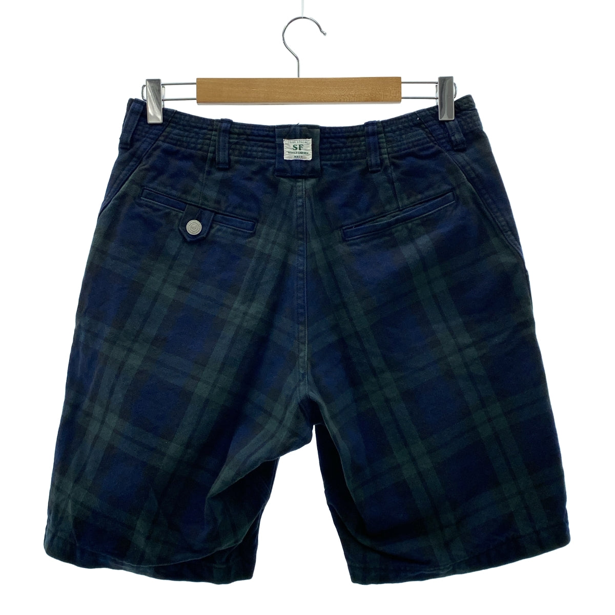 SASSAFRAS | Sprayer Stream 1/2 褲 | 男士格紋短褲 | S 碼