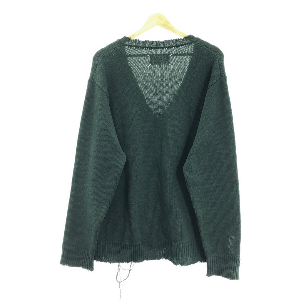 Maison Margiela / メゾンマルジェラ | ウール デストロイ Vネック ニット | M | グリーン | メンズ