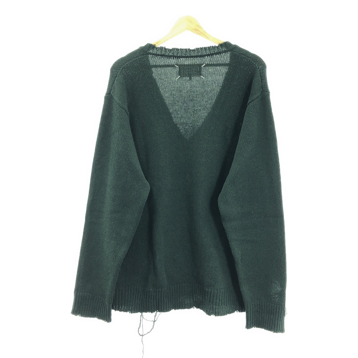 Maison Margiela / メゾンマルジェラ | ウール デストロイ Vネック ニット | M | グリーン | メンズ