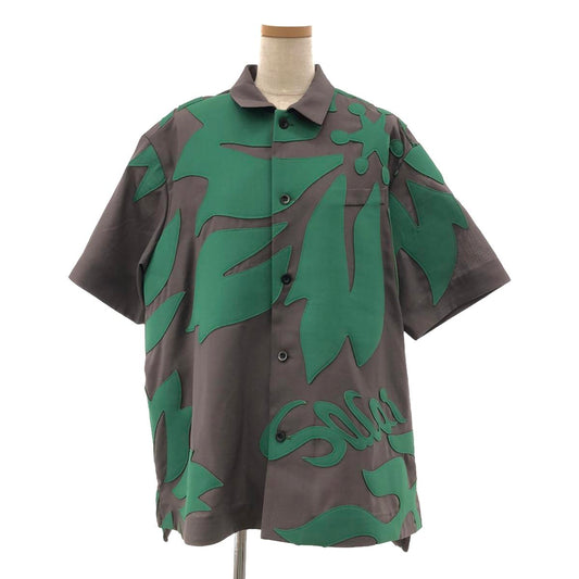 【미품】 sacai / 사카이 | 2024SS | Floral Embroidered Patch Suiting Shirt / 플로랄 슈팅 오버 셔츠 | 2 | 그레이/그린 | 남성