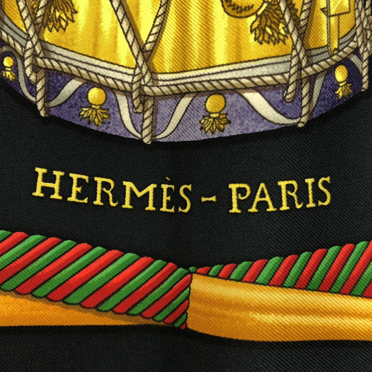 【美品】  HERMES / エルメス | LES TAMBOURS タンブールの太鼓 カレ90 シルク スカーフ | ブラック/ゴールド