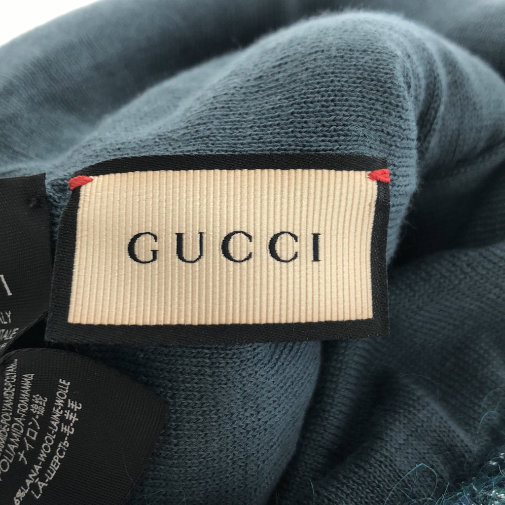 [狀況良好] GUCCI |馬海毛無簷小帽/針織帽 | M (57公分) |金色/藍色|女性的