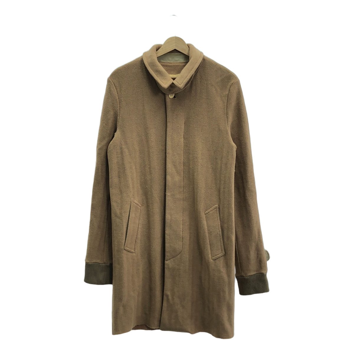 sacai / サカイ | ウール ヘリンボーン リブ チンストラップ ステンカラーコート | 3 | メンズ