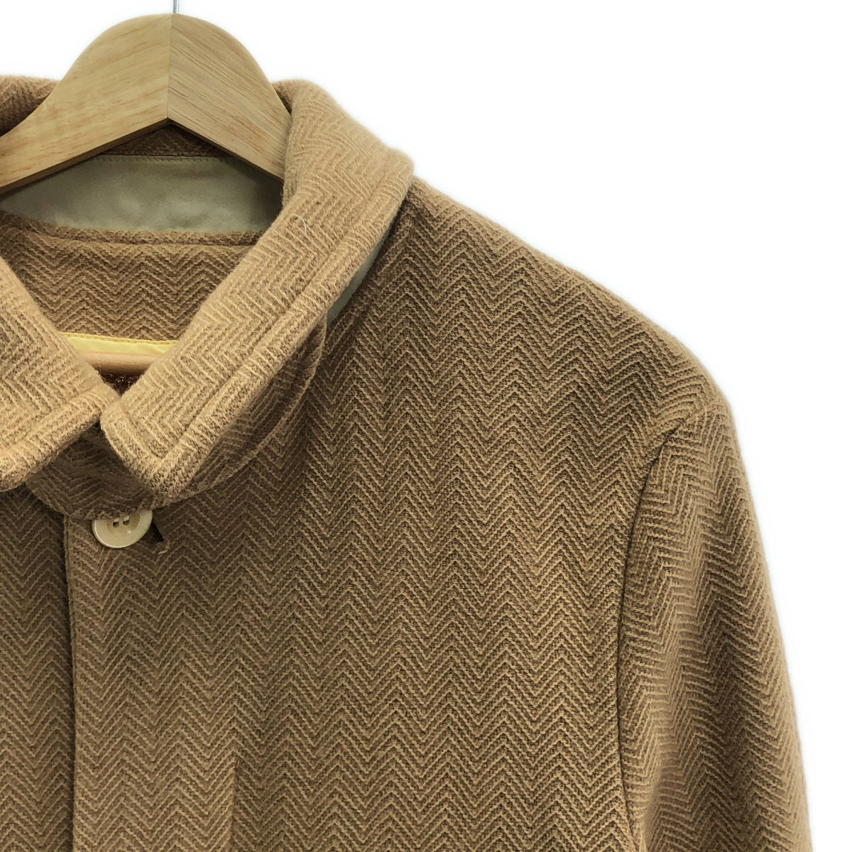 sacai | 羊毛人字紋羅紋下巴帶平領大衣 | 尺寸 3 | 米色 | 男款