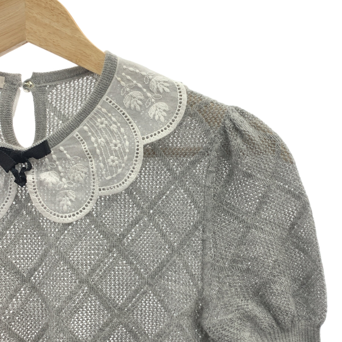 miu miu / ミュウミュウ | レース付 半袖 カシミヤシルク ニット | 36