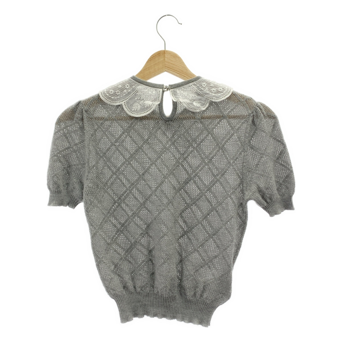 miu miu / ミュウミュウ | レース付 半袖 カシミヤシルク ニット | 36