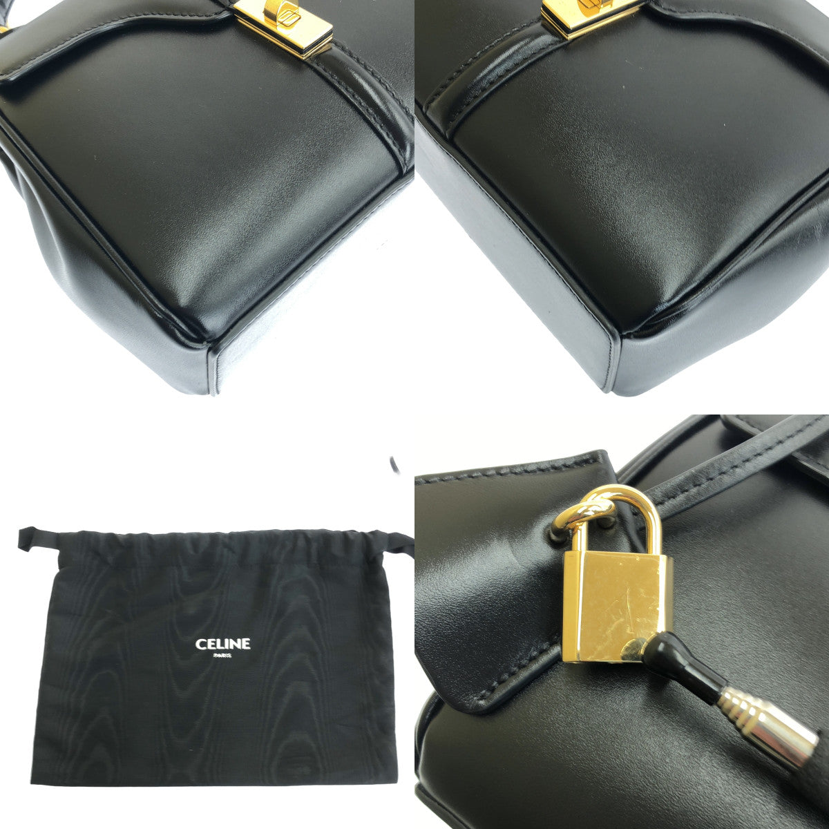 【미품】 CELINE / 셀린느 | 미니 16 세즈 2way 핸드 숄더백 | 블랙/골드 | 여성