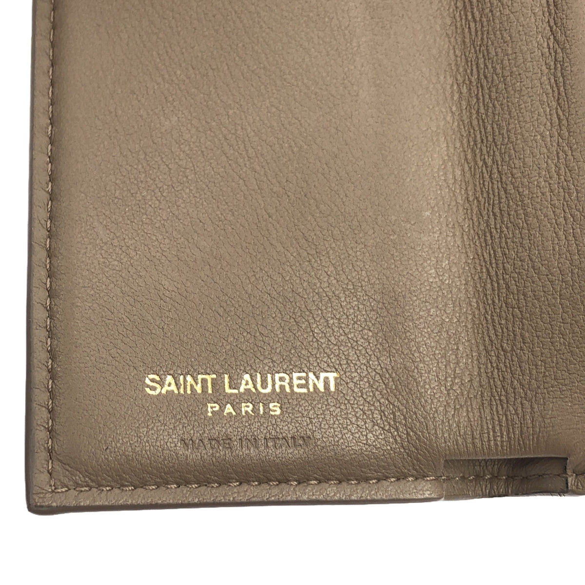 YVES SAINT LAURENT / イヴサンローラン | レザー ロゴ金具 コンパクト ミニ ウォレット 財布 |