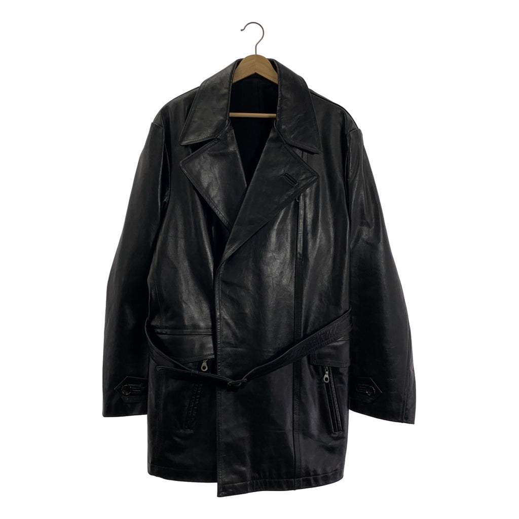 YOHJI YAMAMOTO POUR HOMME / ヨウジヤマモトプールオム | 1998AW | cow leather belt coat レザー コート | M | ブラック | メンズ