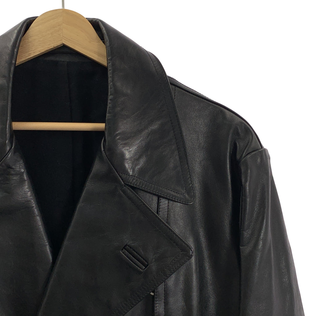 YOHJI YAMAMOTO POUR HOMME / ヨウジヤマモトプールオム | 1998AW | cow leather belt coat レザー コート | M | ブラック | メンズ