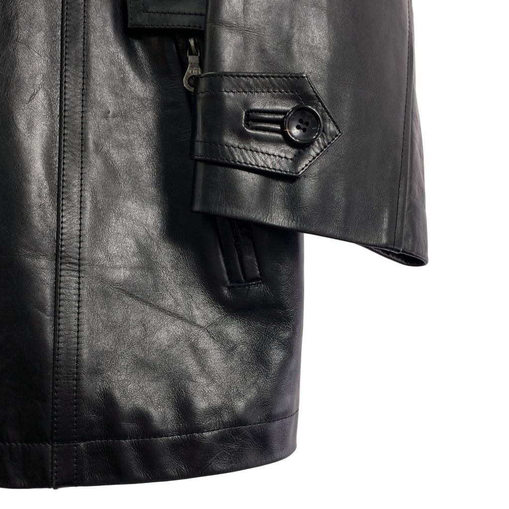 YOHJI YAMAMOTO POUR HOMME / ヨウジヤマモトプールオム | 1998AW | cow leather belt coat レザー コート | M | ブラック | メンズ