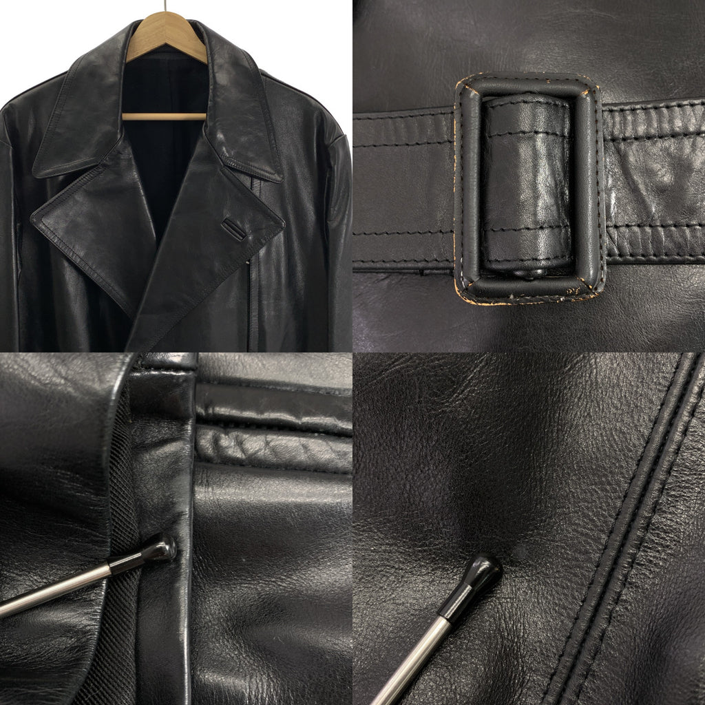 YOHJI YAMAMOTO POUR HOMME / ヨウジヤマモトプールオム | 1998AW | cow leather belt coat レザー コート | M | ブラック | メンズ
