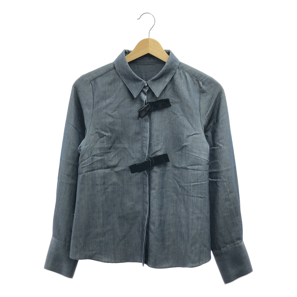 【美品】  JENNE / ジェンヌ | 2021AW | 着せ替えリボン付き ブラウス シャツ | M | ネイビー | レディース