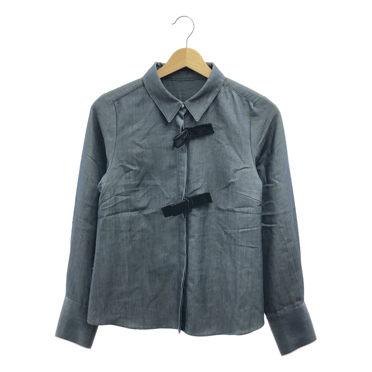 【美品】  JENNE / ジェンヌ | 2021AW | 着せ替えリボン付き ブラウス シャツ | M | ネイビー | レディース