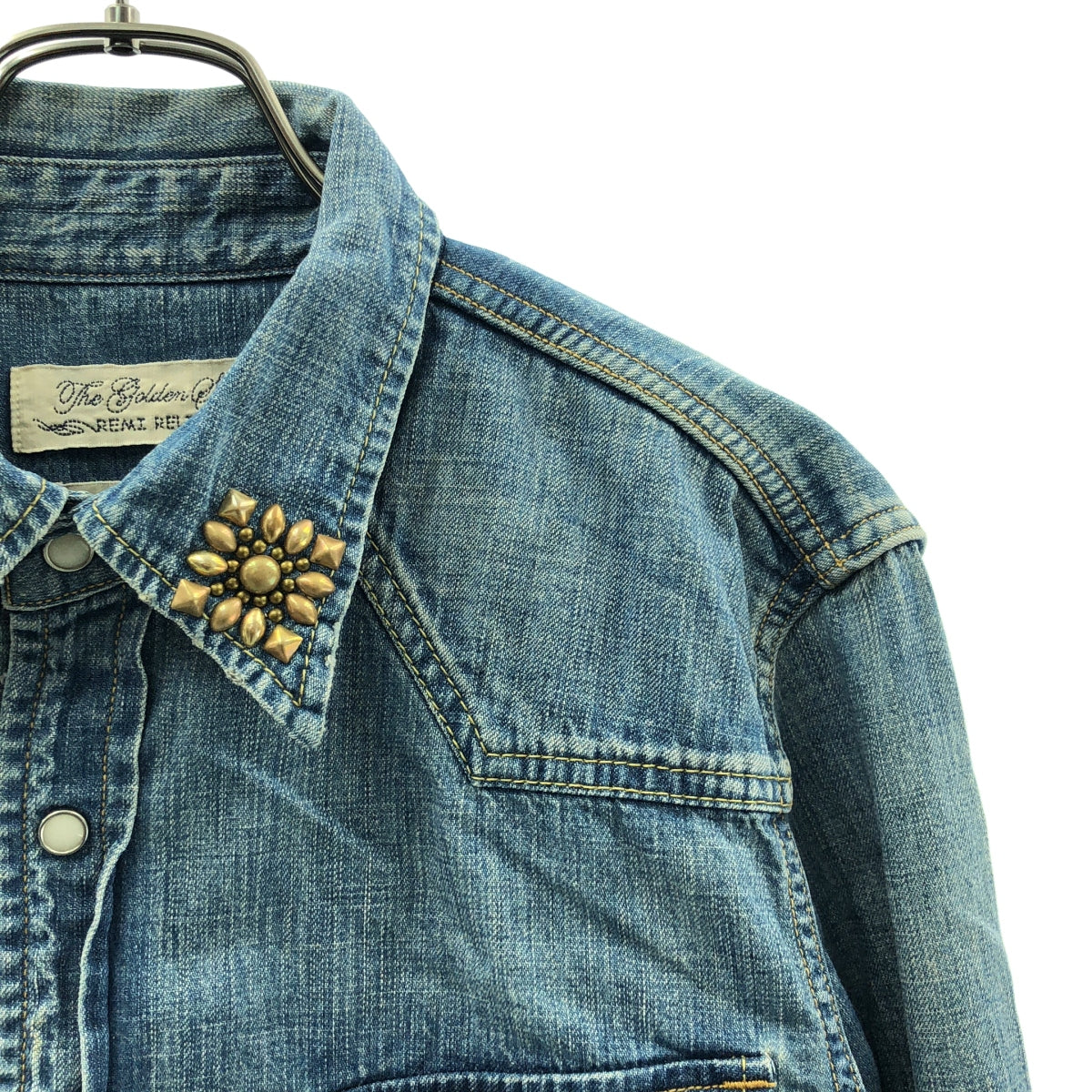 REMI RELIEF / 레미 릴리프 | BEAMS 별주 스터드 엠브로이드 데님 셔츠 | M | 남성