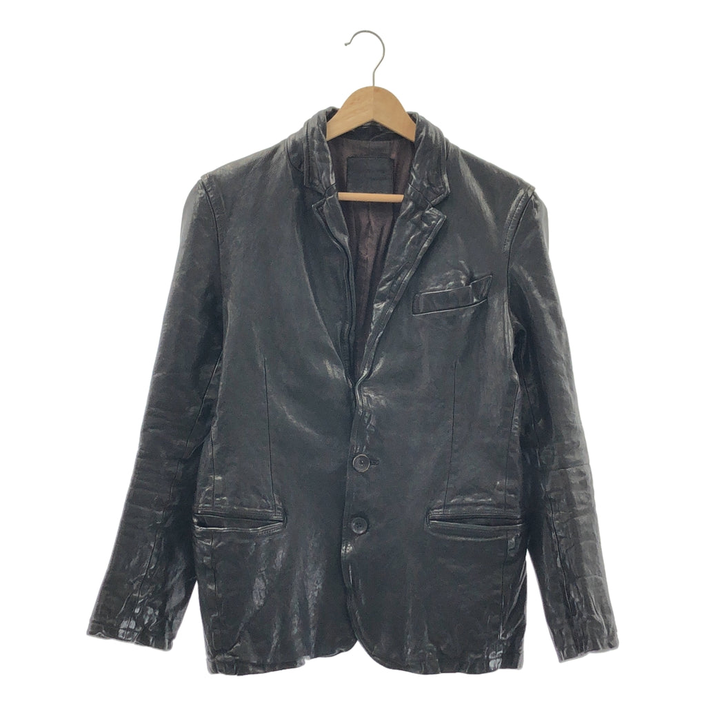 ISAMU KATAYAMA BACKLASH / イサムカタヤマバックラッシュ | イタリアンショルダー製品染め / 牛革 カウレザー シングルブレスト ジャケット / 総裏地 | S(1) | メンズ