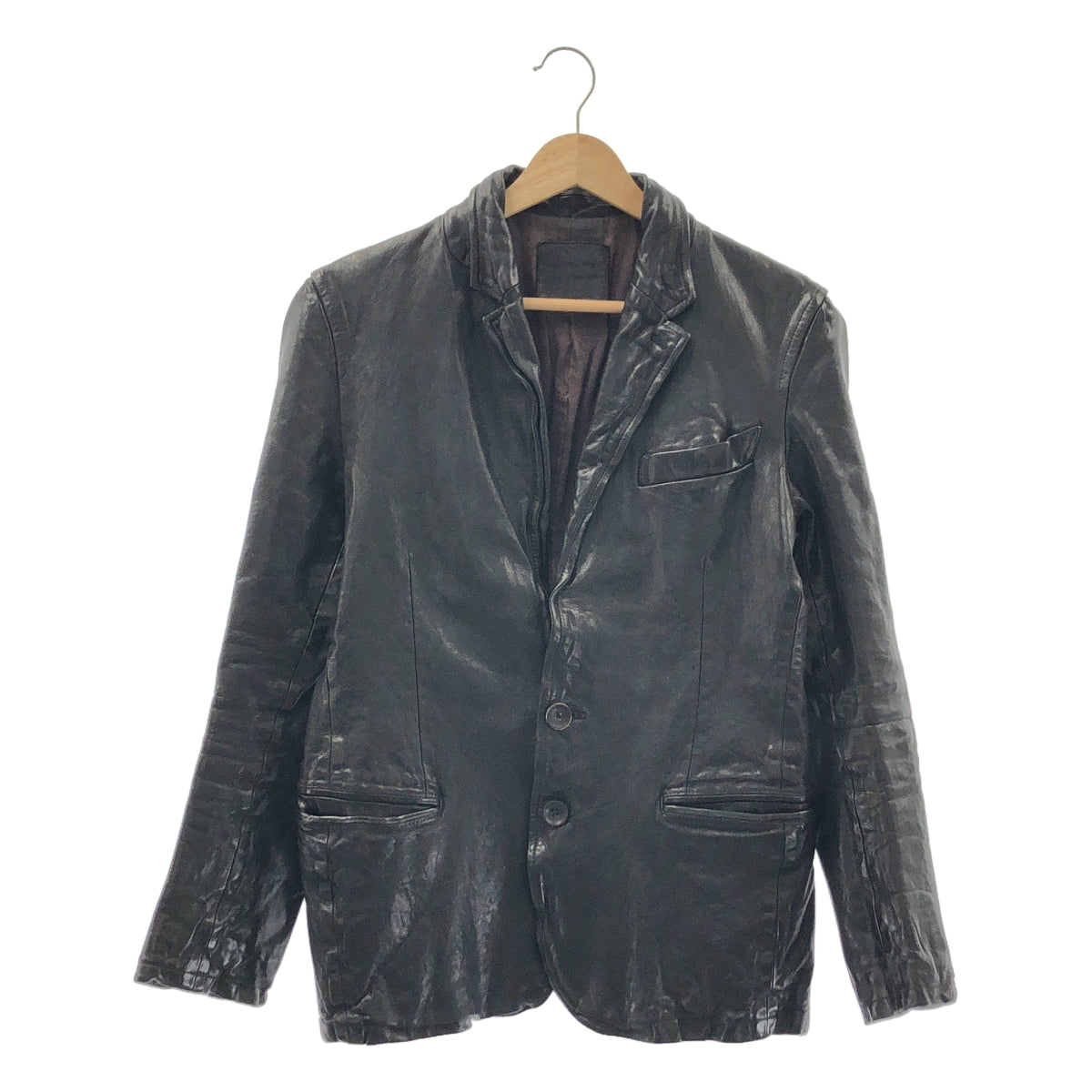 ISAMU KATAYAMA BACKLASH / イサムカタヤマバックラッシュ | イタリアンショルダー製品染め / 牛革 カウレザー シングルブレスト ジャケット / 総裏地 | S(1) | メンズ