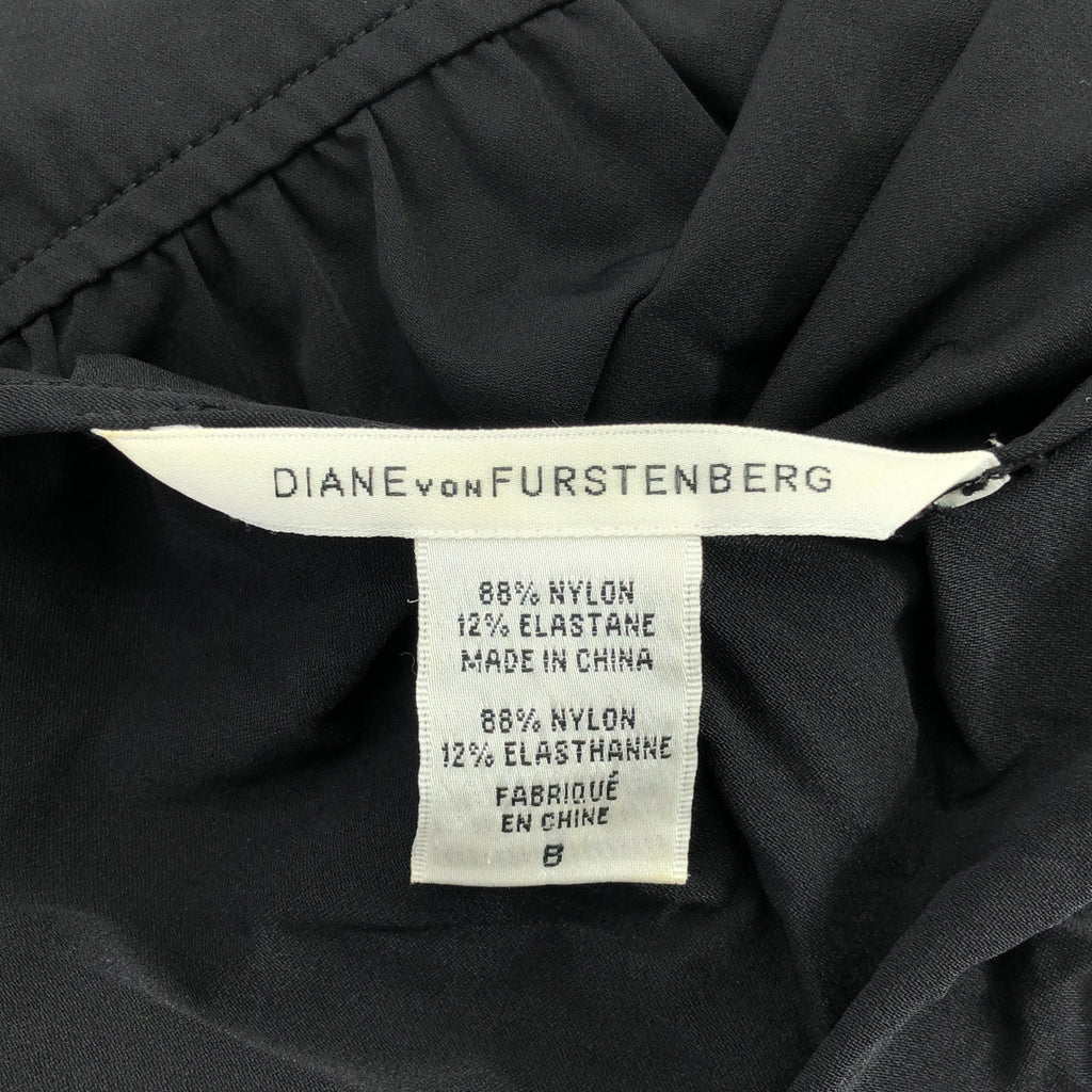 DIANE VON FURSTENBERG / ダイアンフォンファステンバーグ | LEESE / カマーバンド付 ナイロン ワンピース | 8 | ブラック | レディース