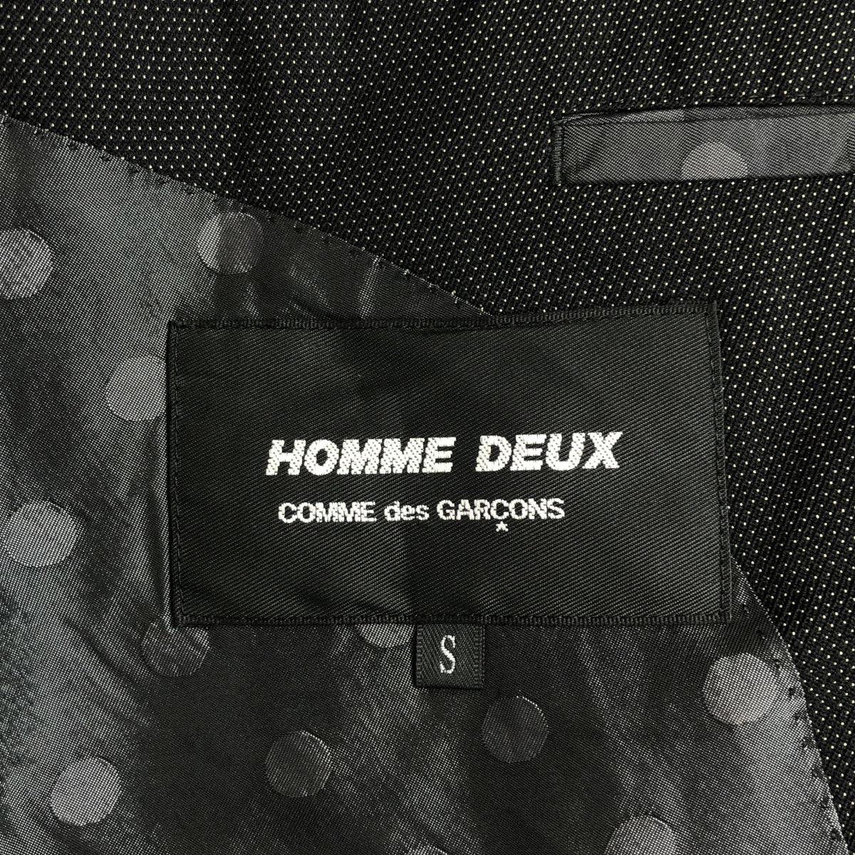 COMME des GARCONS HOMME DEUX | 2017SS | Suit set, wool, silk, dot lining, 2B, tailored jacket, slacks | S | Black | Men's