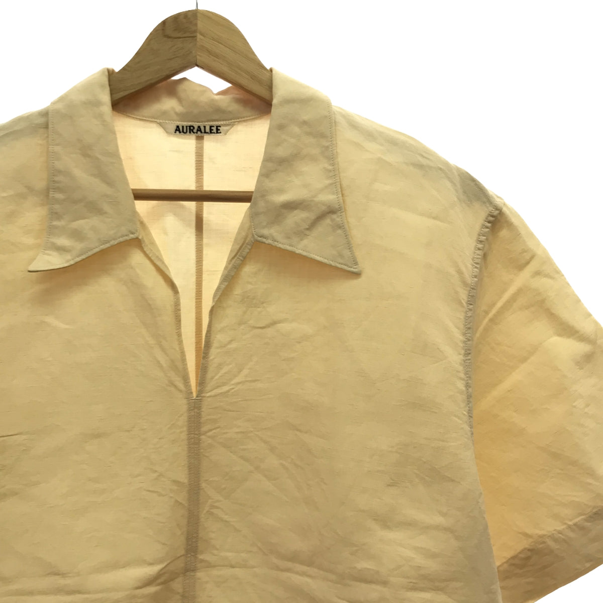 AURALEE / オーラリー | 2023SS | HIGH DENSITY FINX LINEN WEATHER HALF SLEEVED SHIRT ウェザーハーフスリーブシャツ | 0 | ベージュ | レディース