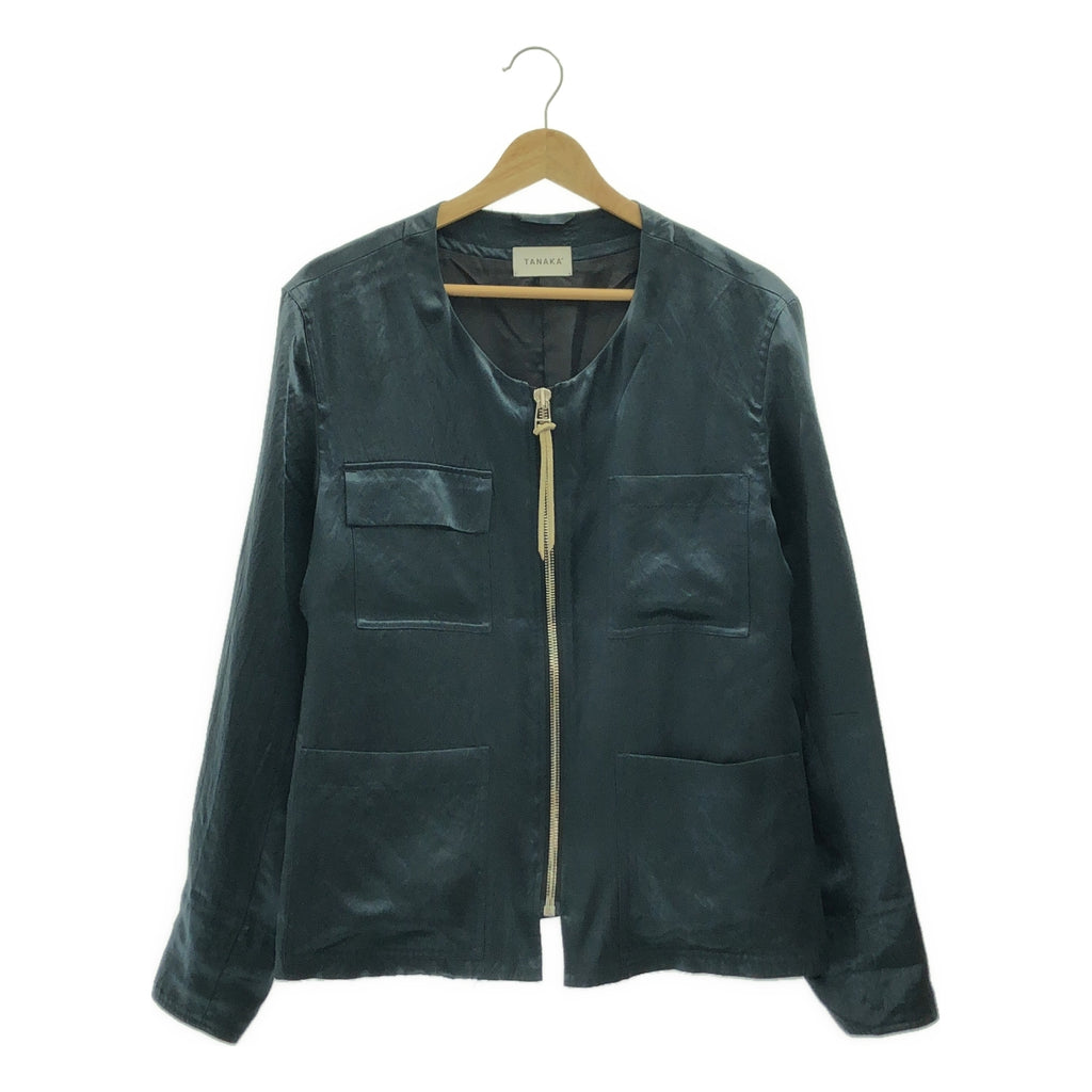 TANAKA / タナカ | NO COLLAR WORK JACKET サテン ノーカラー ワークジャケット | S | レディース