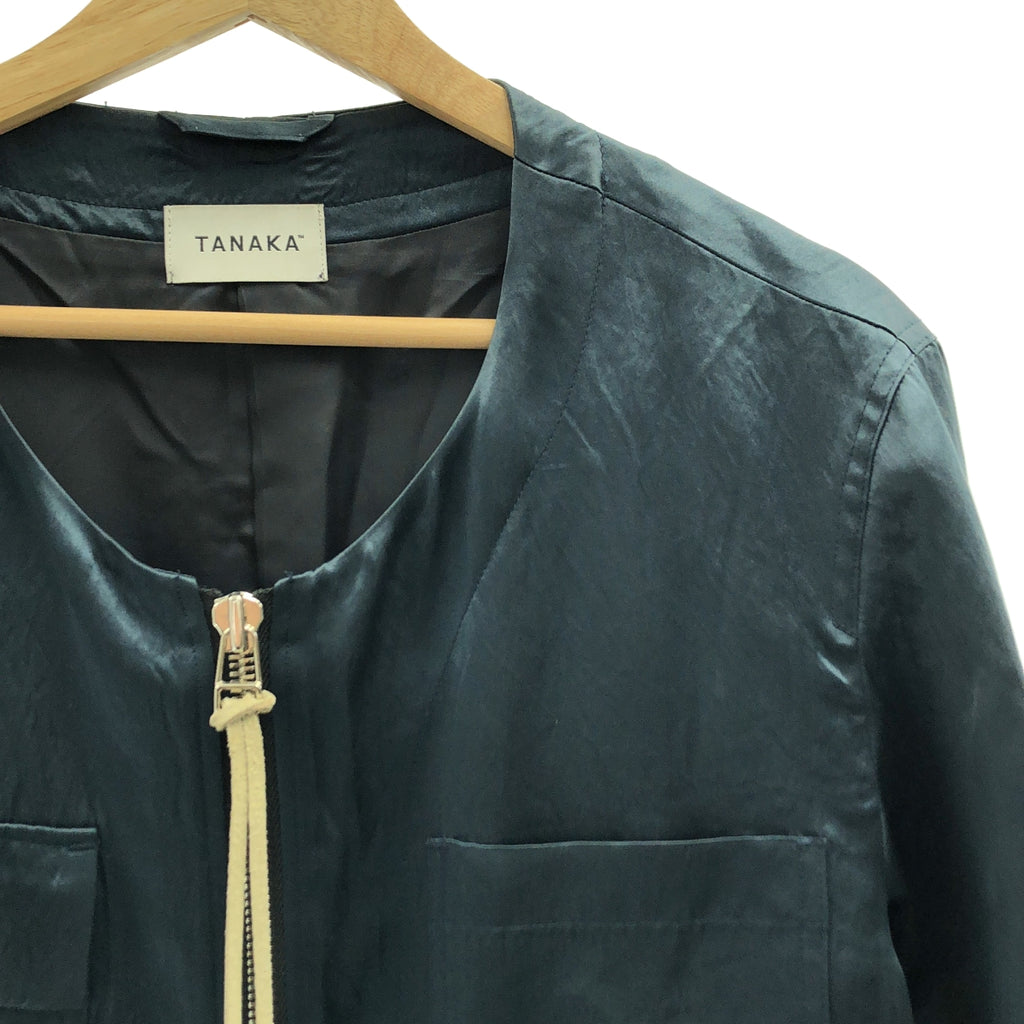 TANAKA / タナカ | NO COLLAR WORK JACKET サテン ノーカラー ワークジャケット | S | レディース