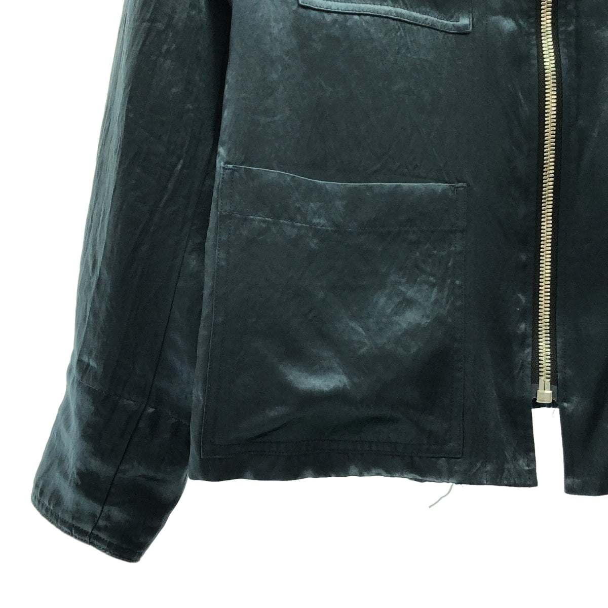 TANAKA / タナカ | NO COLLAR WORK JACKET サテン ノーカラー ワークジャケット | S | レディース