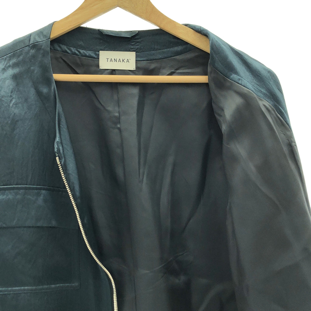 TANAKA / タナカ | NO COLLAR WORK JACKET サテン ノーカラー ワークジャケット | S | レディース