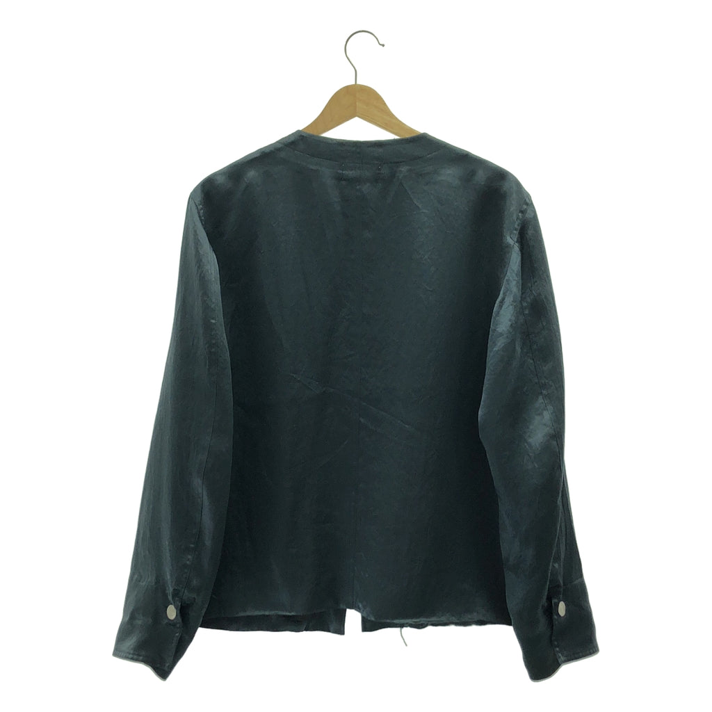 TANAKA / タナカ | NO COLLAR WORK JACKET サテン ノーカラー ワークジャケット | S | レディース