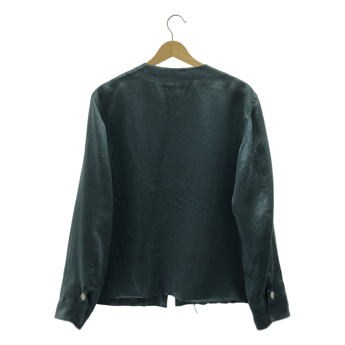 TANAKA / タナカ | NO COLLAR WORK JACKET サテン ノーカラー ワークジャケット | S | レディース